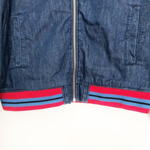 Levi’s Denim Soraya Bomber Jacket Stripe Trim M - Picture 8 of 9